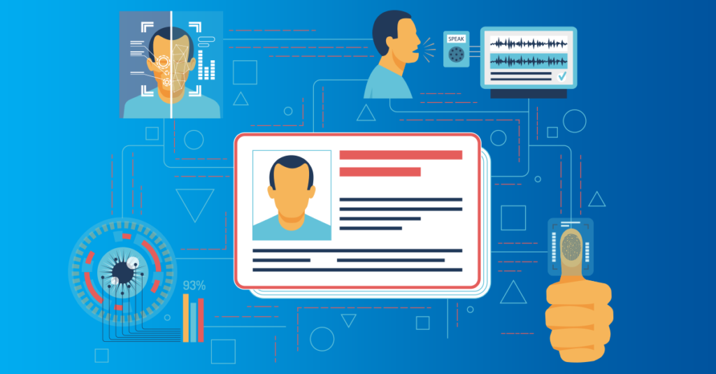 Illustration of biometrics used in an extensive user verification process 