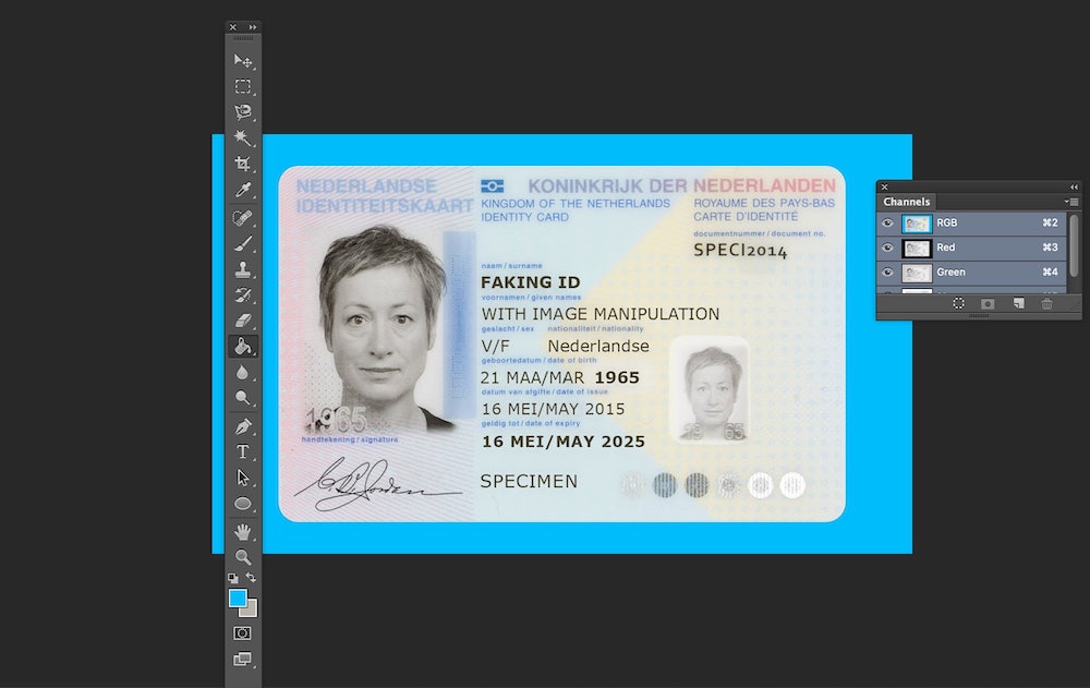 Faking ID with image manipulation software