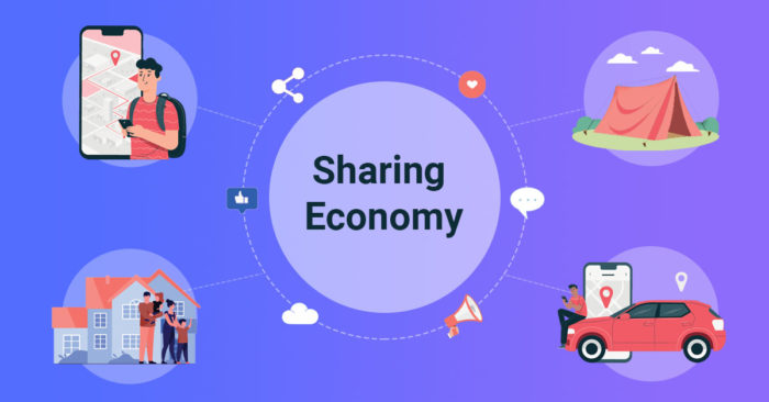 Illustration of sharing economy examples
