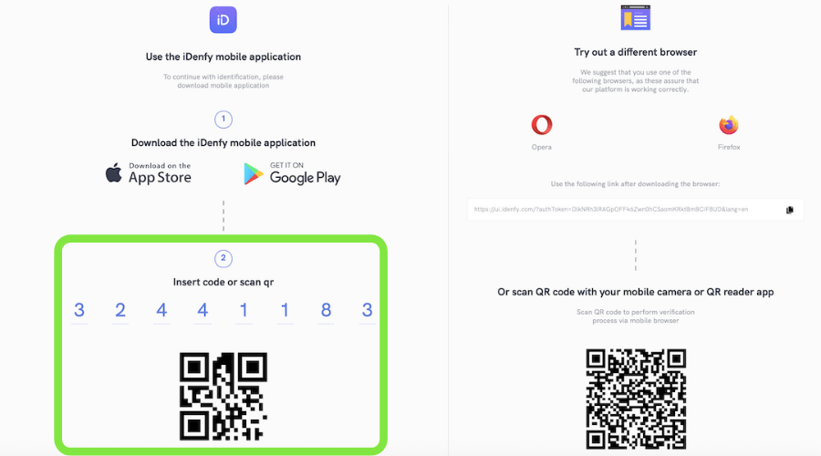 A screenshot displaying the steps for downloading the iDenfy app