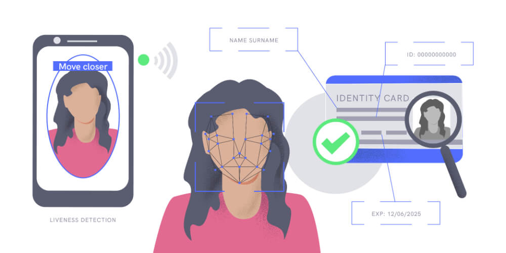 Illustration of an identity check happening using the liveness detection feature