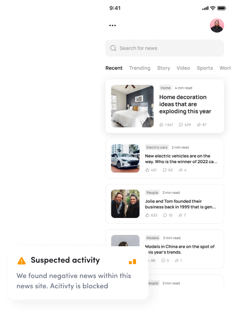 Example of adverse media screening with a negative alert.