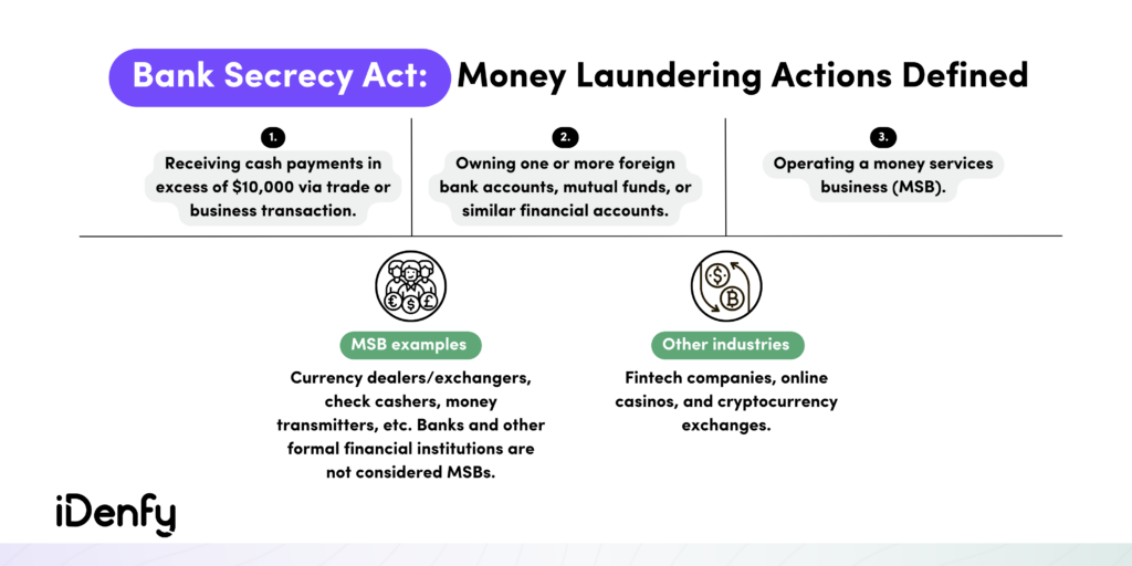 Bank Secrecy Act Money Laundering Actions Defined