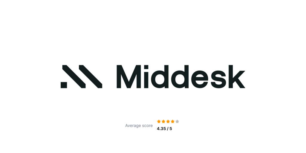 Middesk logo with the ranking of 4.35 out of 5 stars.