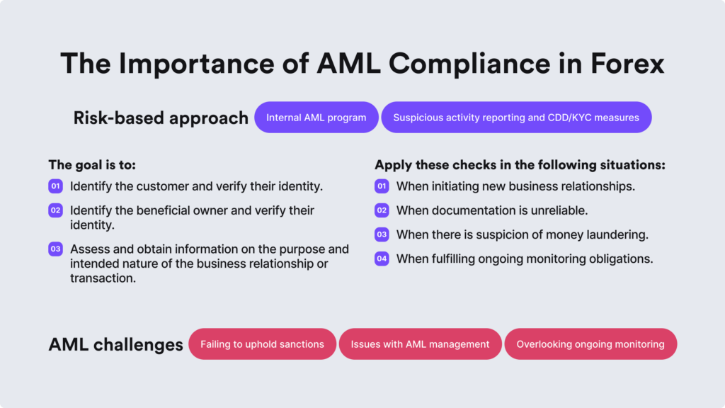Infographic on the importance of AML compliance in forex.