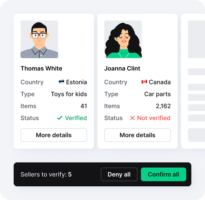 Example of marketplace seller verification.