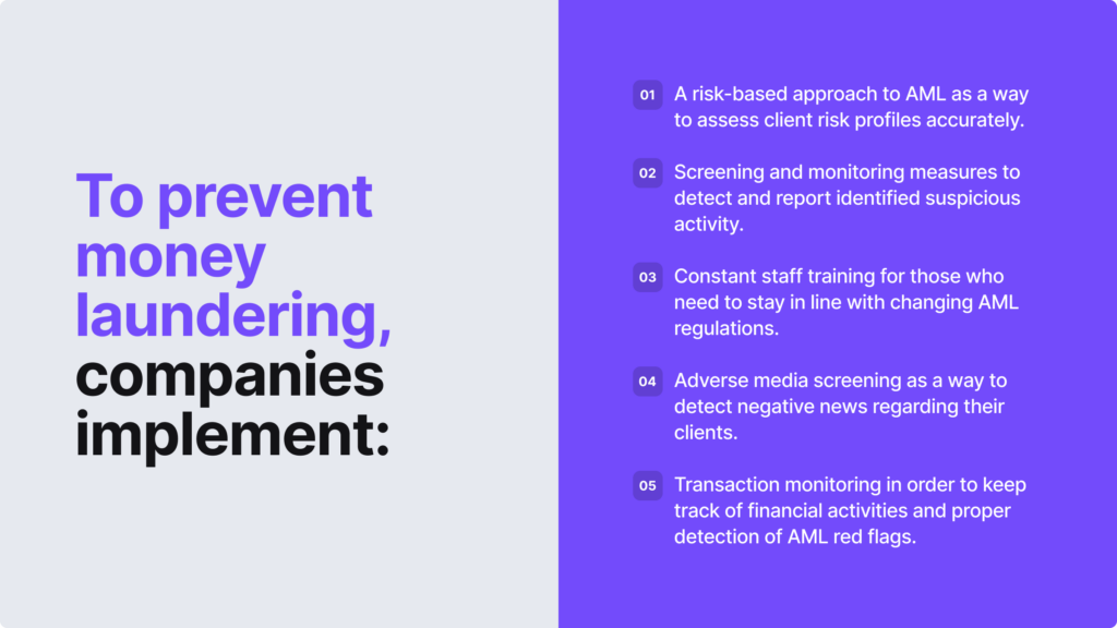 Infographic on 5 tips to prevent money laundering.