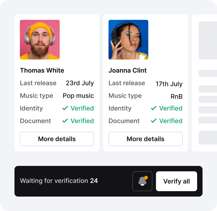 Example of two verified artists.