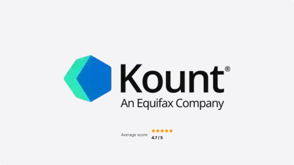 Kount logo with the ranking of 4.7 out of 5 stars.