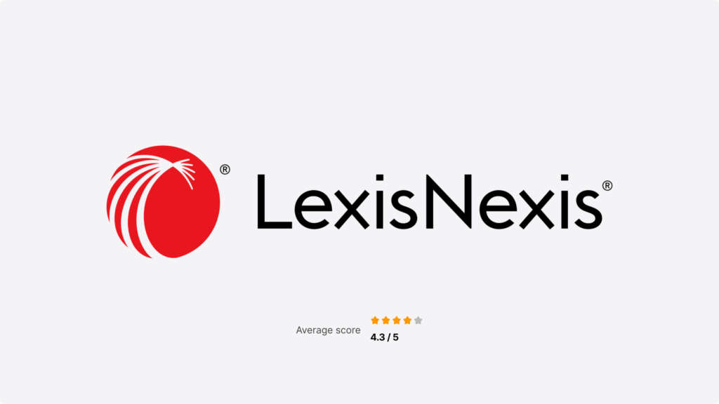 LexisNexis logo with the ranking of 4.3 out of 5 stars.