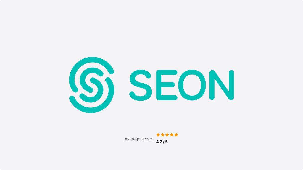 Seon logo with the ranking of 4.7 out of 5 stars.