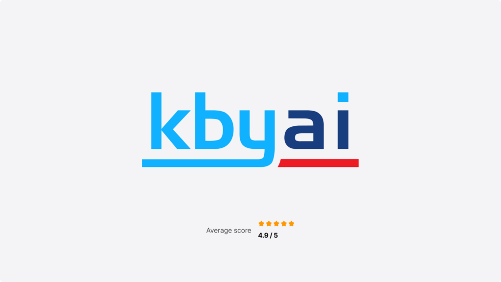 KBYAI logo with the ranking of 4.9 out of 5 stars.