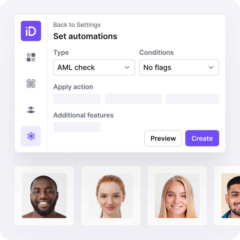 Example of automation settings with types, conditions, and additional features.