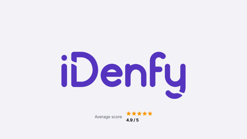 Logo of iDenfy with the score of 4.9 out of 5.