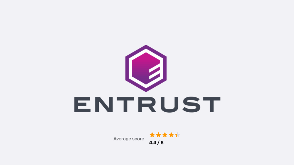 Logo of Entrust with the score of 4.4 out of 5. 